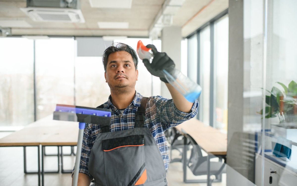 Schoonmaakbedrijf aan het werk